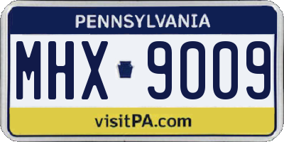 PA license plate MHX9009