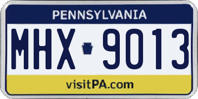 PA license plate MHX9013