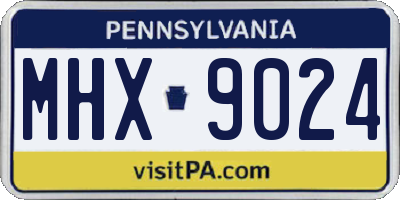 PA license plate MHX9024