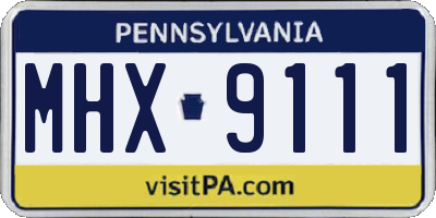 PA license plate MHX9111