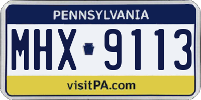 PA license plate MHX9113