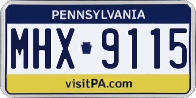 PA license plate MHX9115