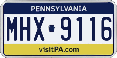 PA license plate MHX9116
