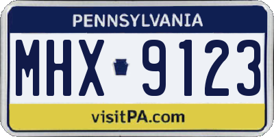 PA license plate MHX9123
