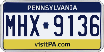 PA license plate MHX9136