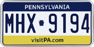 PA license plate MHX9194