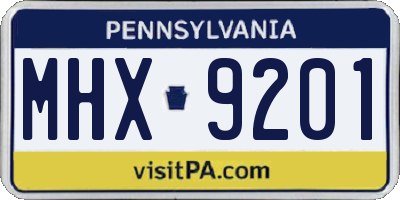 PA license plate MHX9201