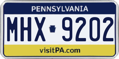 PA license plate MHX9202