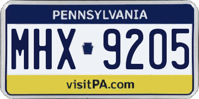 PA license plate MHX9205