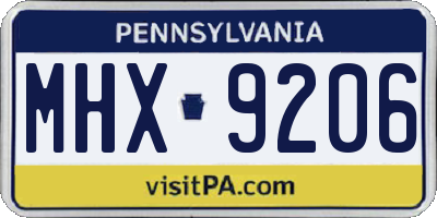 PA license plate MHX9206