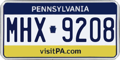 PA license plate MHX9208