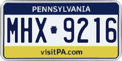 PA license plate MHX9216