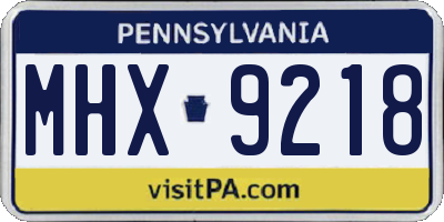 PA license plate MHX9218