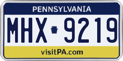 PA license plate MHX9219