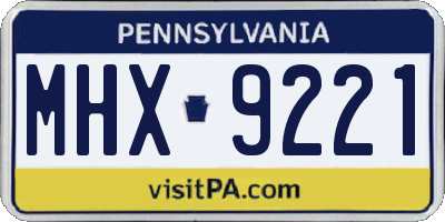 PA license plate MHX9221