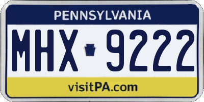 PA license plate MHX9222