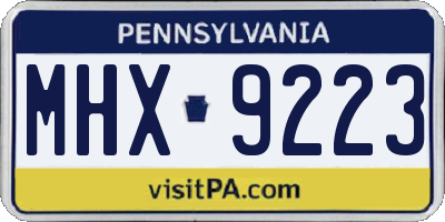 PA license plate MHX9223
