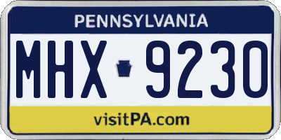 PA license plate MHX9230