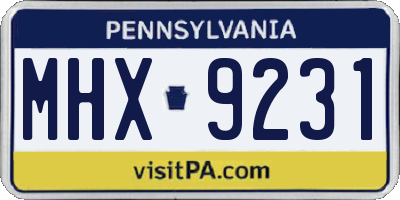 PA license plate MHX9231
