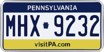 PA license plate MHX9232