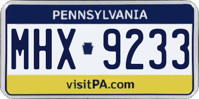 PA license plate MHX9233