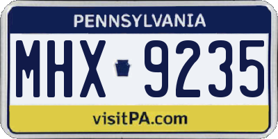 PA license plate MHX9235
