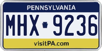 PA license plate MHX9236