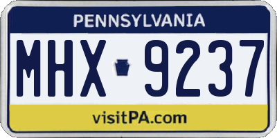 PA license plate MHX9237