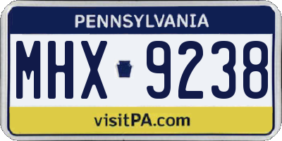 PA license plate MHX9238