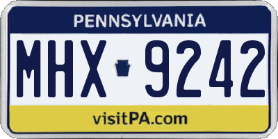 PA license plate MHX9242