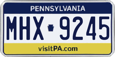 PA license plate MHX9245