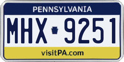 PA license plate MHX9251