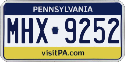 PA license plate MHX9252