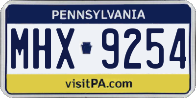 PA license plate MHX9254