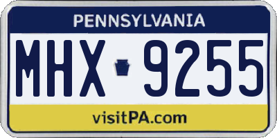 PA license plate MHX9255