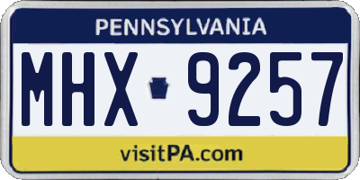 PA license plate MHX9257