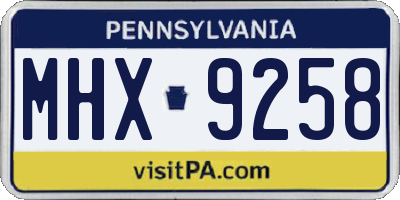 PA license plate MHX9258