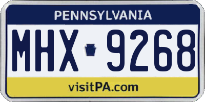 PA license plate MHX9268