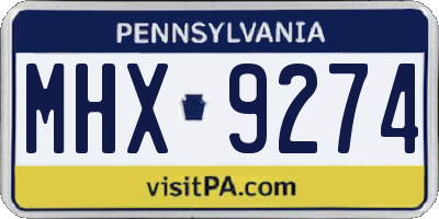 PA license plate MHX9274