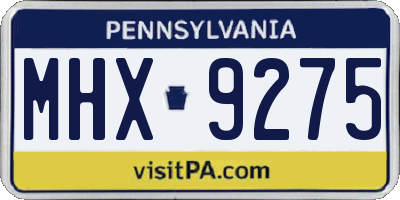 PA license plate MHX9275