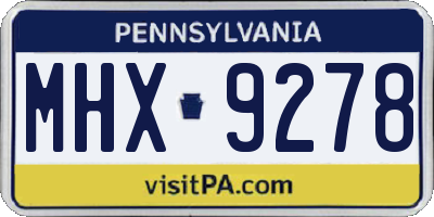 PA license plate MHX9278