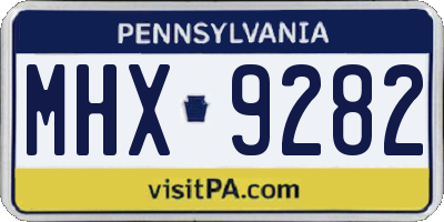 PA license plate MHX9282