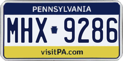 PA license plate MHX9286