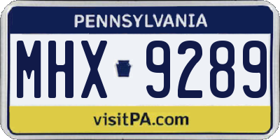 PA license plate MHX9289