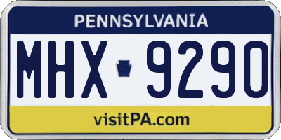PA license plate MHX9290