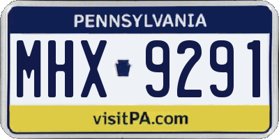 PA license plate MHX9291