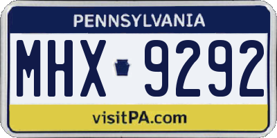 PA license plate MHX9292