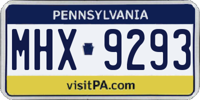 PA license plate MHX9293