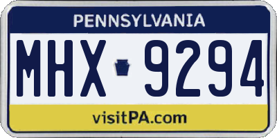 PA license plate MHX9294