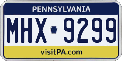 PA license plate MHX9299